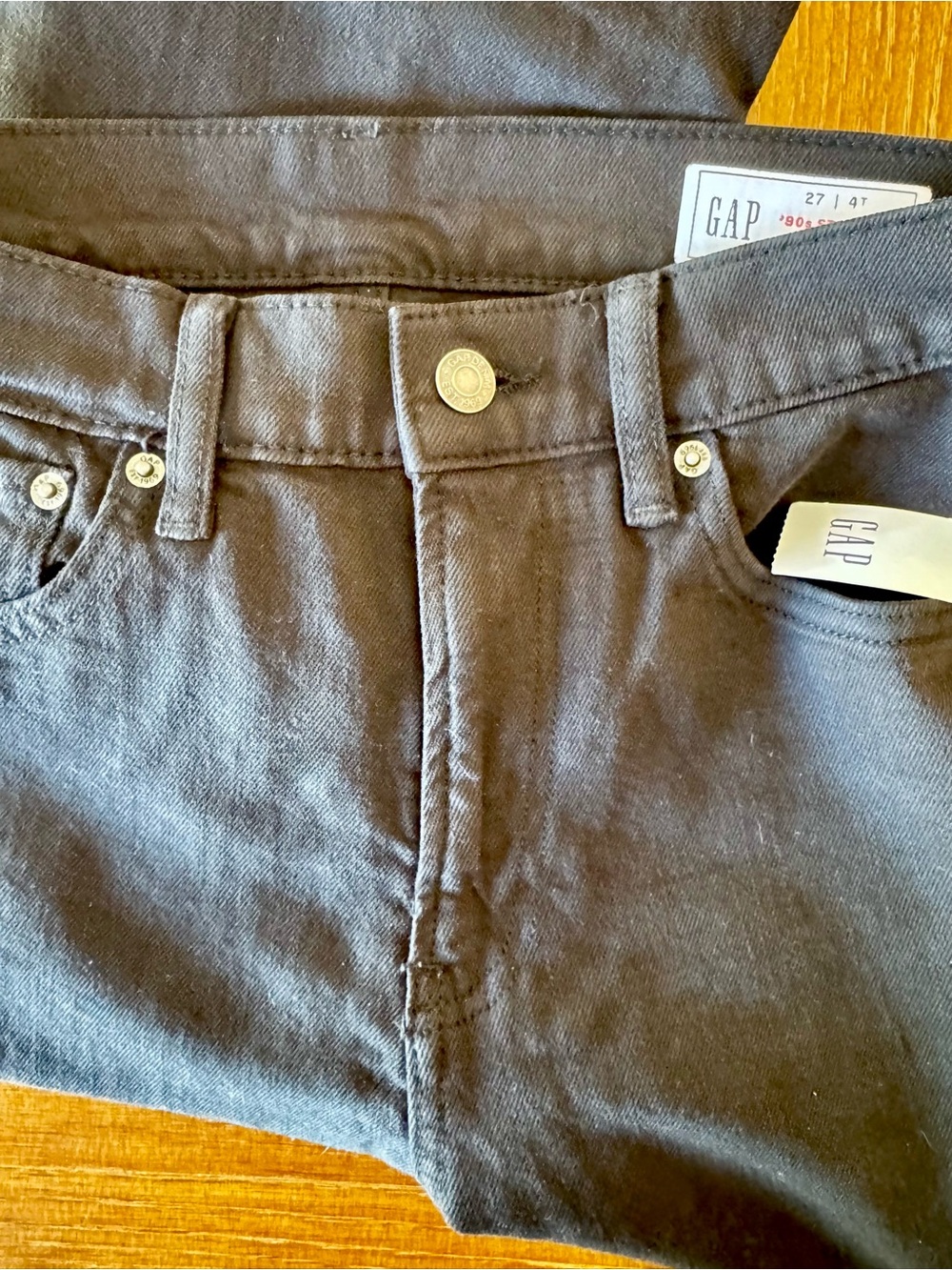 GAP black high rise 90s slim straight jeans 27T - Picture 7 of 14